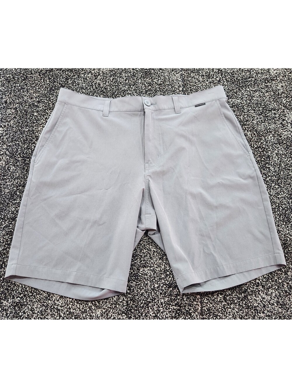 Travis Mathew Chino Shorts Sz 36 Gray striped Performance Stretch Golf 9" Inseam